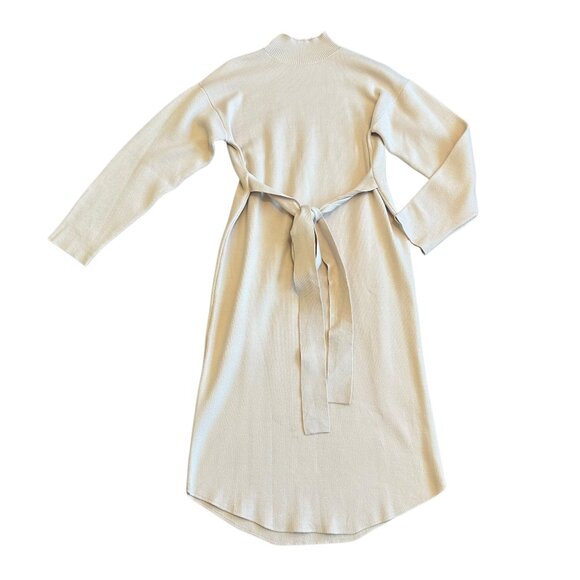 Zoe And Claire Nordstrom Cream Sweater Dress Belt Mock Neck Size Small Women's - Picture 1 of 13
